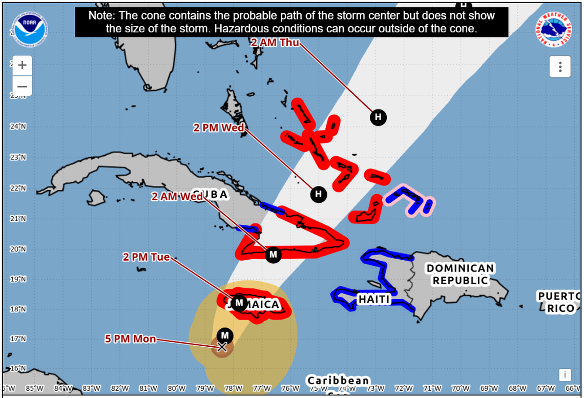 Hurricane Melissa is on track to make three separate landfalls over the next few days.