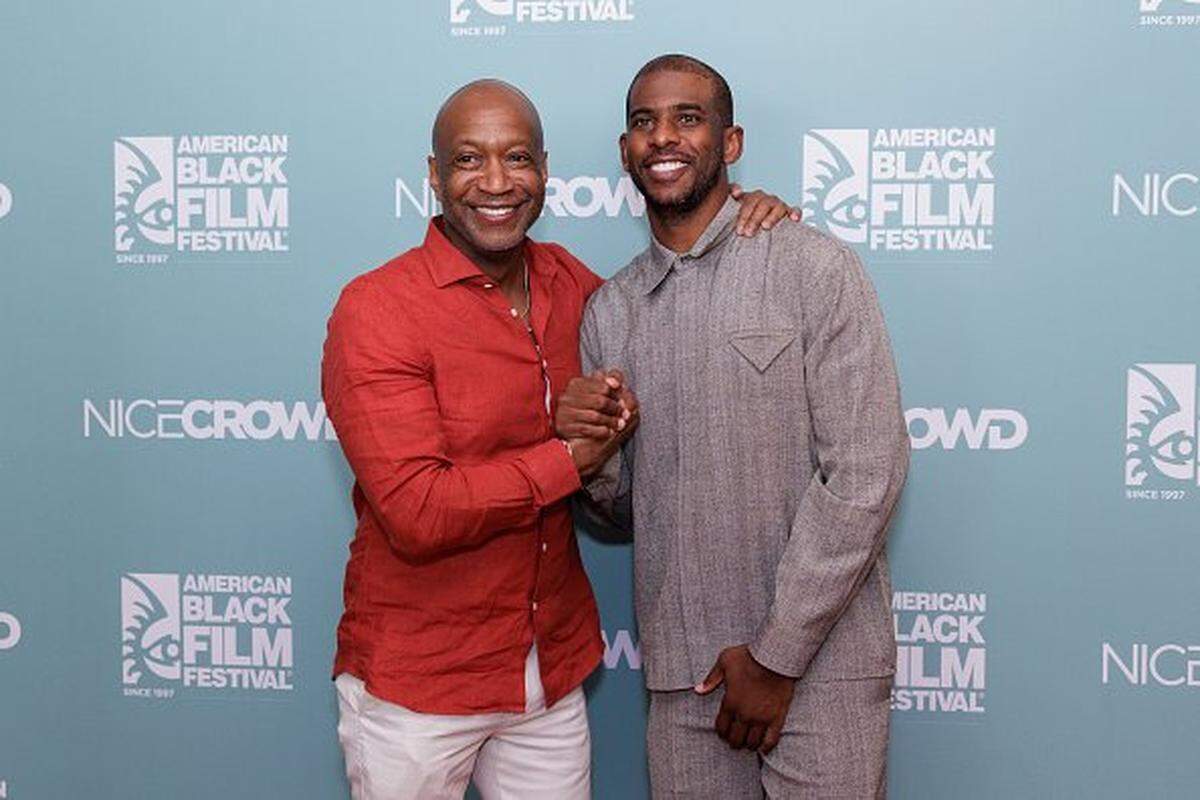 MIAMI, FL - JUNE 12: Jeff Friday and Chris Paul arrive at After The Game: A Conversation With Chris Paul during the 2025 American Black Film Festival at New World Center on June 12, 2025 in Miami Beach, Florida. (Photo by Alekandra London/Getty Images)