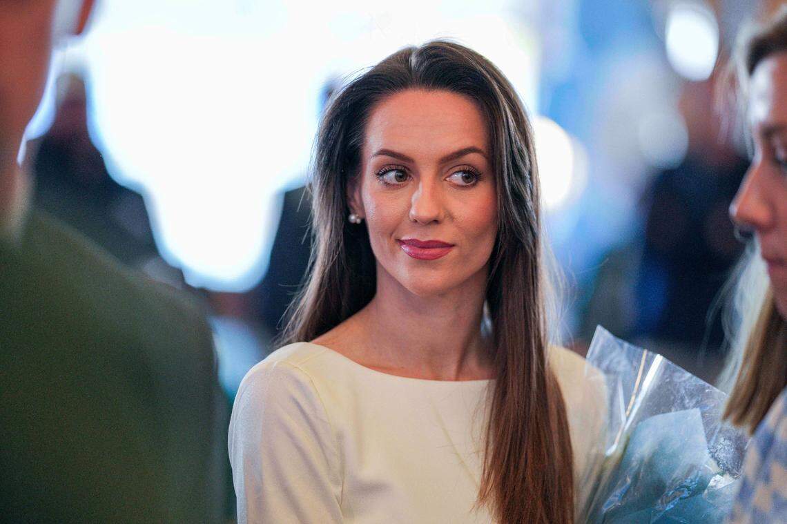 Dec 12, 2024; Chapel Hill, NC, USA; Jordon Hudson the girlfriend of Bill Belichick in attendance at Loudermilk Center for Excellence. Mandatory Credit: Jim Dedmon-Imagn Images