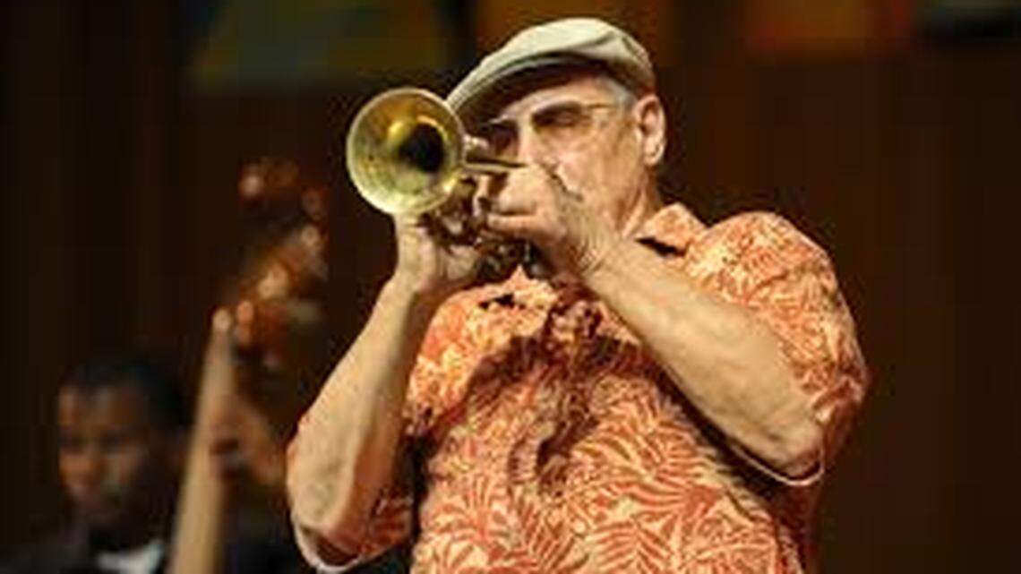 Multi-instrumentalist Ira Sullivan plays the trumpet at a University of Miami jazz music camp in 2010.
