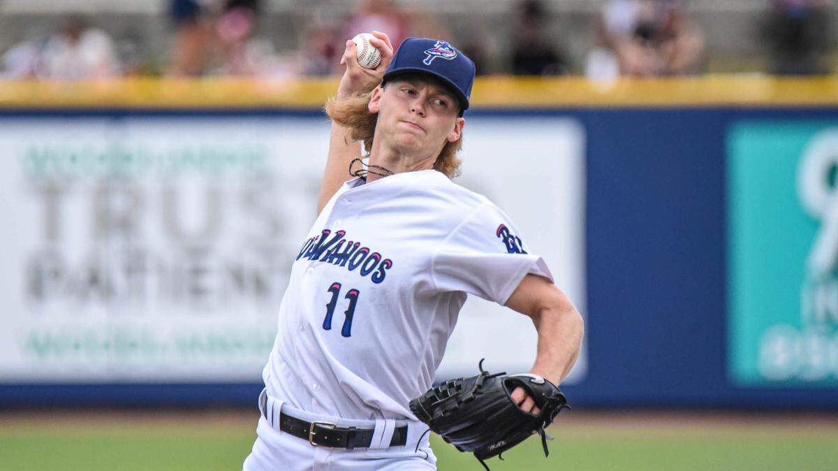 Miami Marlins right-handed pitcher prospect Max Meyer against the Mississippi Braves on Saturday, June 5, 2021, in Pensacola, Florida.