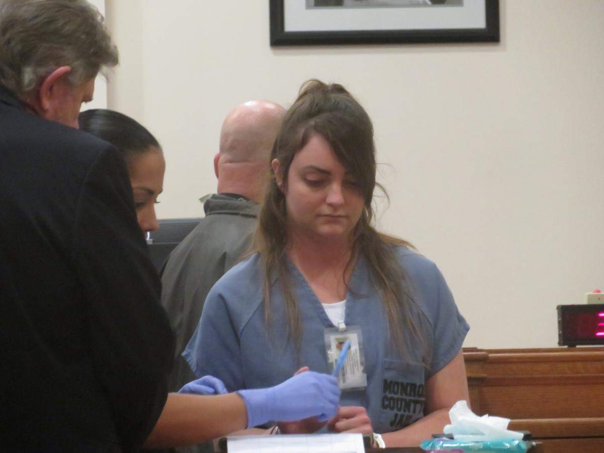 Mary Bailey is fingerprinted in court on Wednesday, May 8, 2019, after she pleaded guilty to causing a fatal crash while drunk behind the wheel.