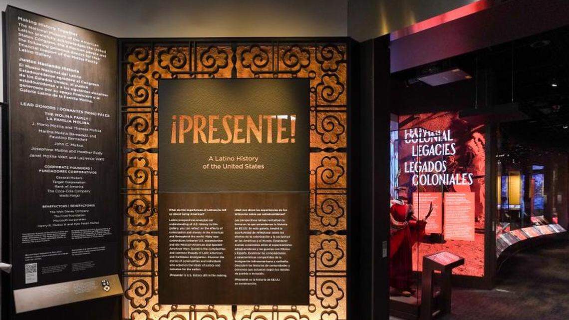 An image of the ¡Presente!: A Latino History of the United States exhibit at the Molina Family Latino Gallery in the National Museum of American History