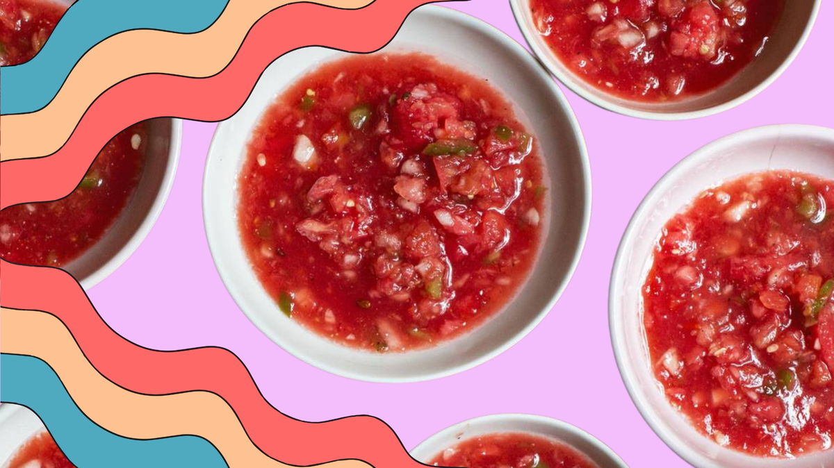 Keep the oven off with this recipe for gazpacho, or chilled soup. All you’ll need is a food processor.