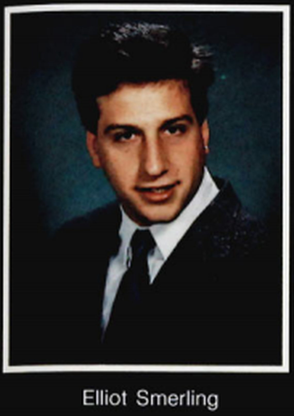 Senior portrait of Elliot Smerling from the 1989 University of Tampa yearbook.