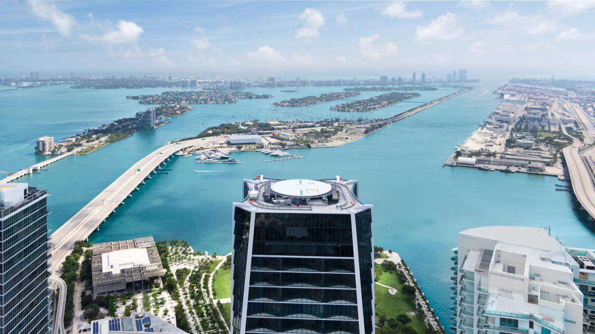 A helipad on top of the 62-story One Thousand Museum.