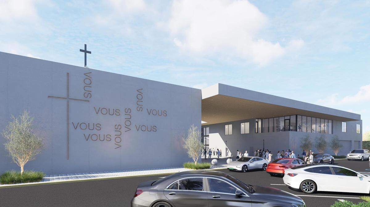 A rendering of the future VOUS church South Miami location. The popular Christian church is partnering with architect WHAA and Mocca Group to renovate the current building which is expected to be completed in 2027.