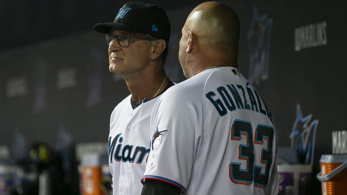 Miami Marlins manager Don Mattingly (8) this week became the longest-tenured manager in franchise history, surpassing Fredi Gonzalez (33), now the team’s third-base coach.