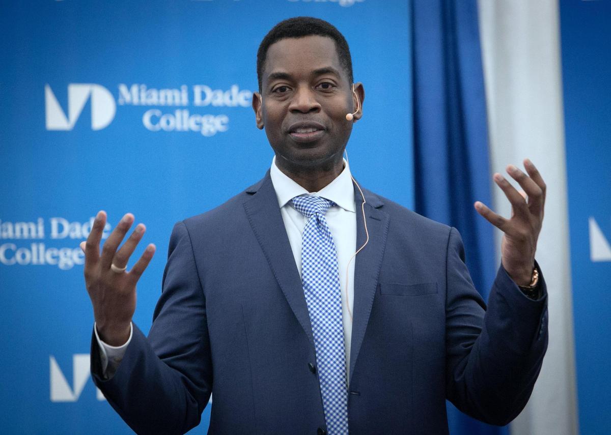 Dr. Gregory W. Fowler speaks during his presentation on the second and final day of presentations by candidates for the job of president of Miami Dade College. Fowler is president of Southern New Hampshire University’s global campus.