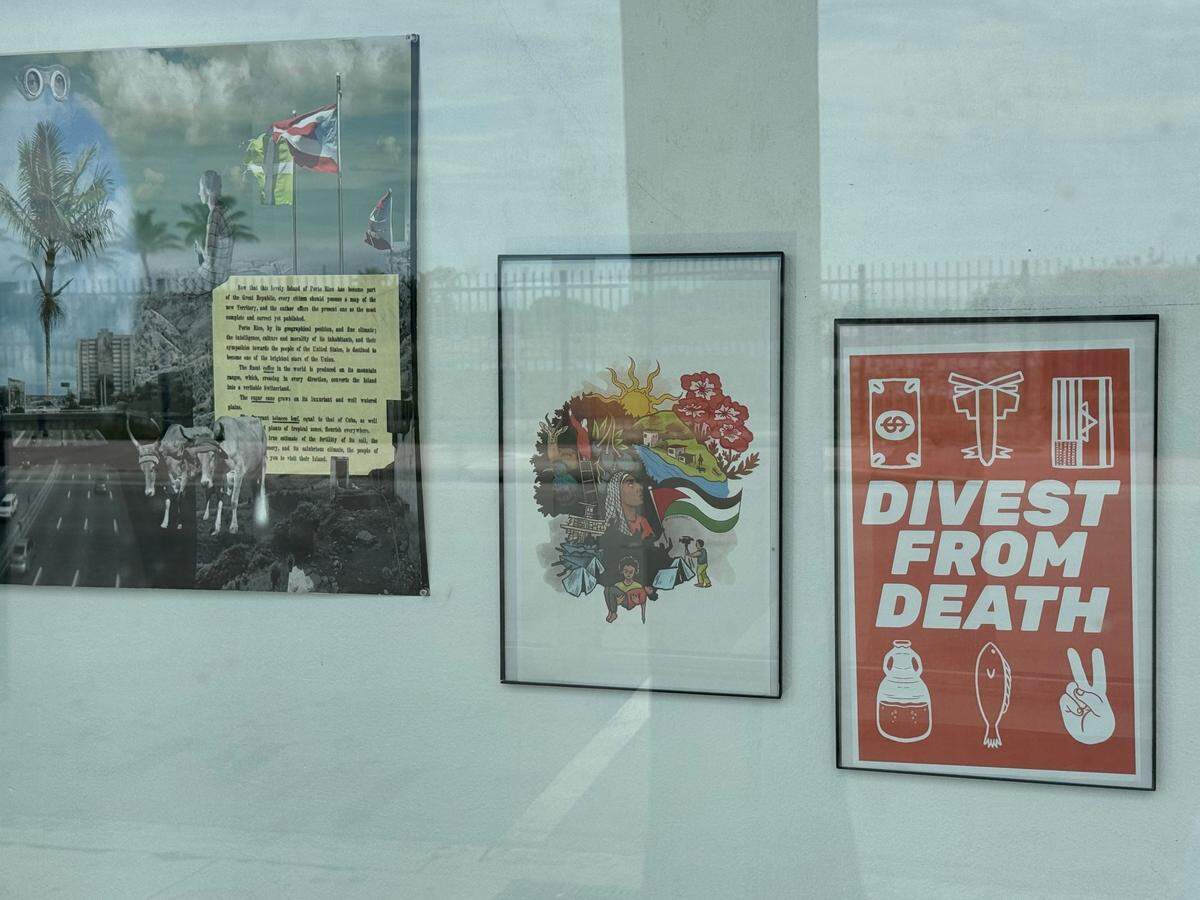 A group of South Florida artists protested nonprofit Oolite Arts’ May 3 decision to remove an artwork with the pro-Palestinian phrase “from the river to the sea” from an art exhibition at a Miami Beach Walgreens. The artists quietly filled the blank space on the wall with more pro-Palestinian artwork this week.