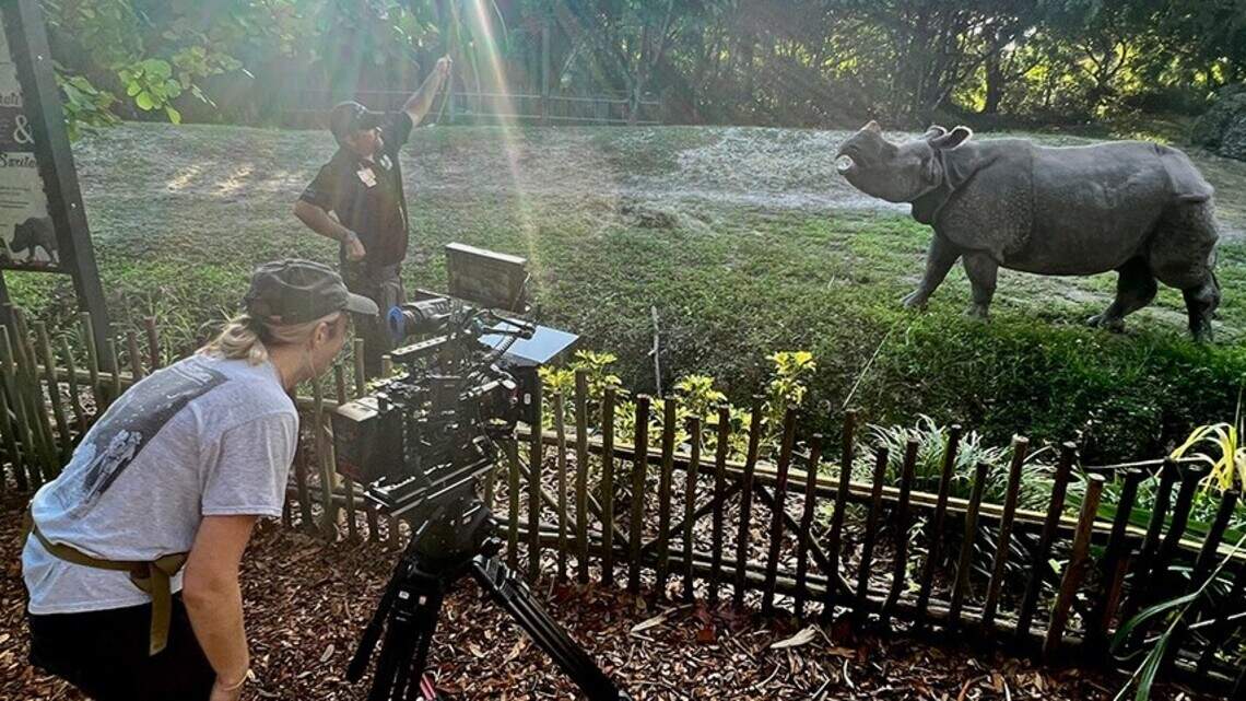 A Miami rhino has a starring role in a new movie, and the film crew really needed her