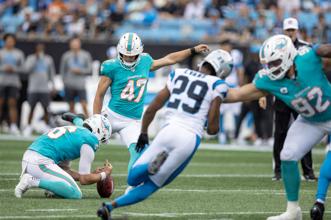 Kicker Riley Patterson looks for traction with Dolphins. And a Willis quirk