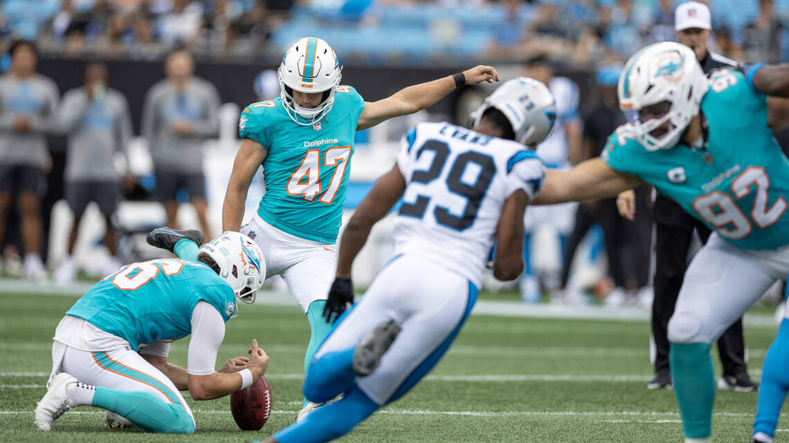 Kicker Riley Patterson looks for traction with Dolphins. And a Willis quirk