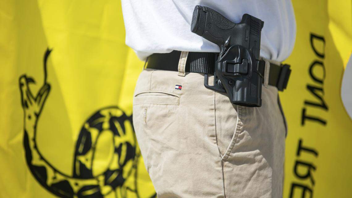 More than a dozen South Florida cities have filed suit against the state over its gun laws that can punish a municipality for enacting gun laws. The latest to join the suit, on April 25, 2018, is Wilton Manors. This file photo from April 14, 2018, is from a gun-rights rally in Harrisburg, Pennsylvania. The rally was within weeks after hundreds of thousands marched in Washington, New York and South Florida  to demand tougher gun laws after the Feb. 14, 2018, school shooting at Marjory Stoneman Douglas High School in Parkland that killed 17.