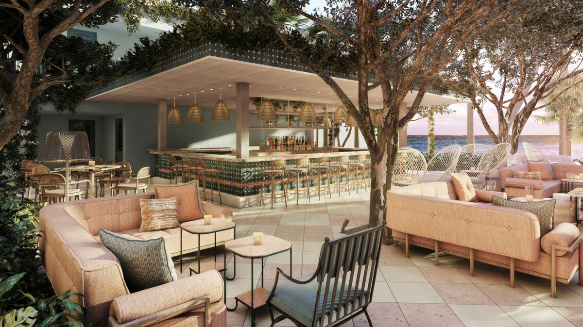 A rendering shows the outdoor patio of Casadonna, an upscale Italian restaurant soon to open in Miami’s Edgewater neighborhood.