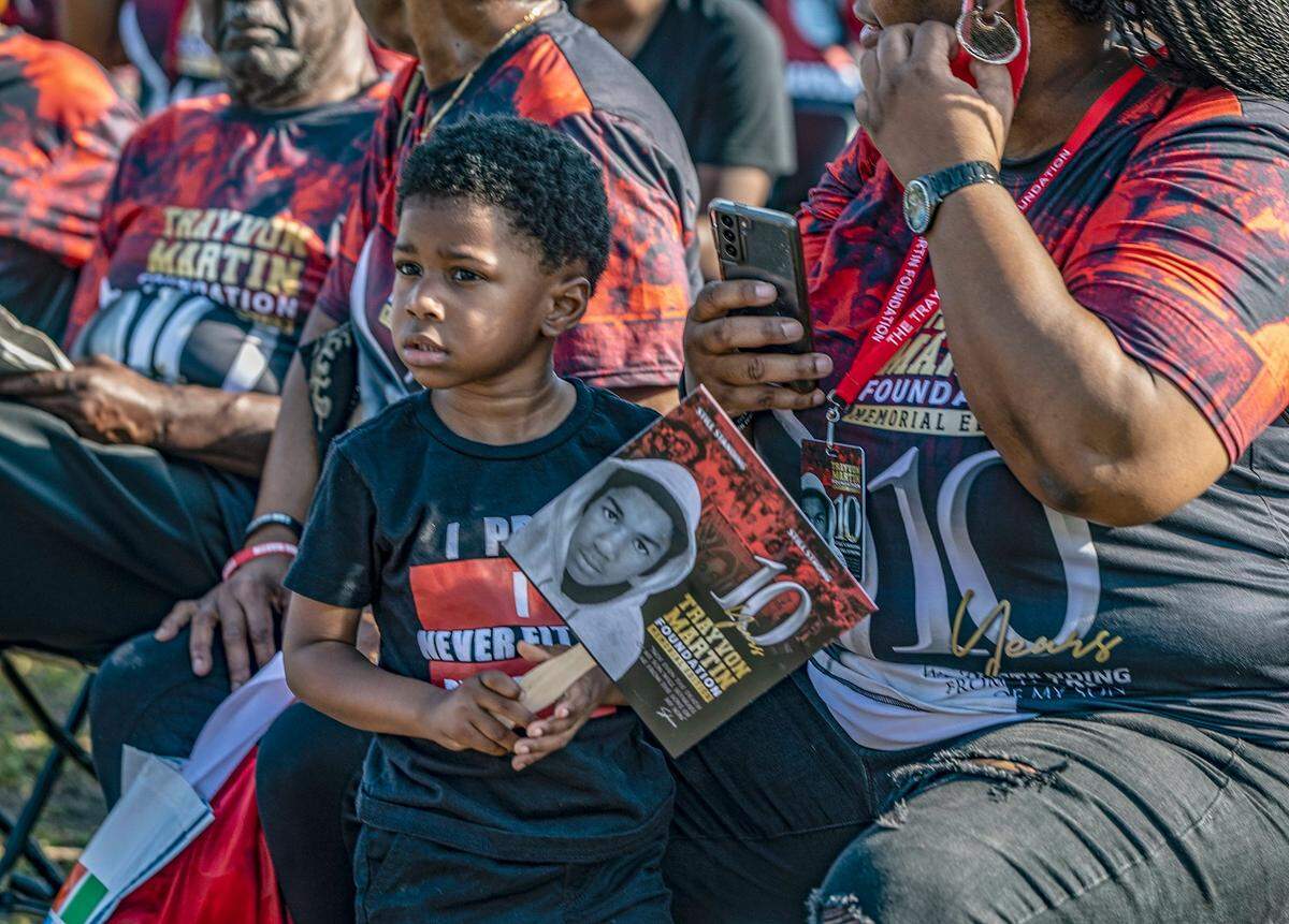 Logan, 3 y.o attended with his family to the Martin Trayvon Foundation Annual Peace Walk and Peace Talk at the Ives Estate Park, in Miami Gardens to remember and to celebrate Trayvons birthday 10 years after his death. Local elected officials and artists attended the event on February 05, 2022, 