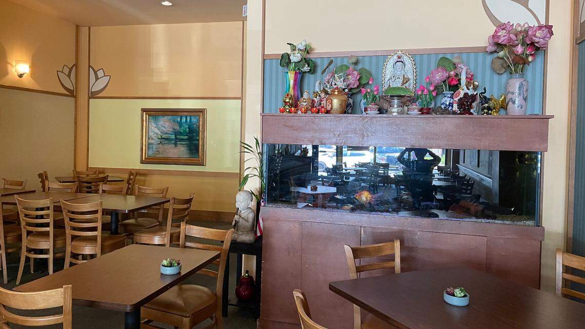 The fish tank is empty at Lotus Garden restaurant in Coral Gables, which has closed for good.