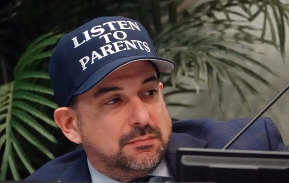 Broward County School Board member Adam Cervera at a school board meeting in January. Cervera said there are two main disagreements between Broward schools and WGI, the organization that hosts the color guard and band competitions.