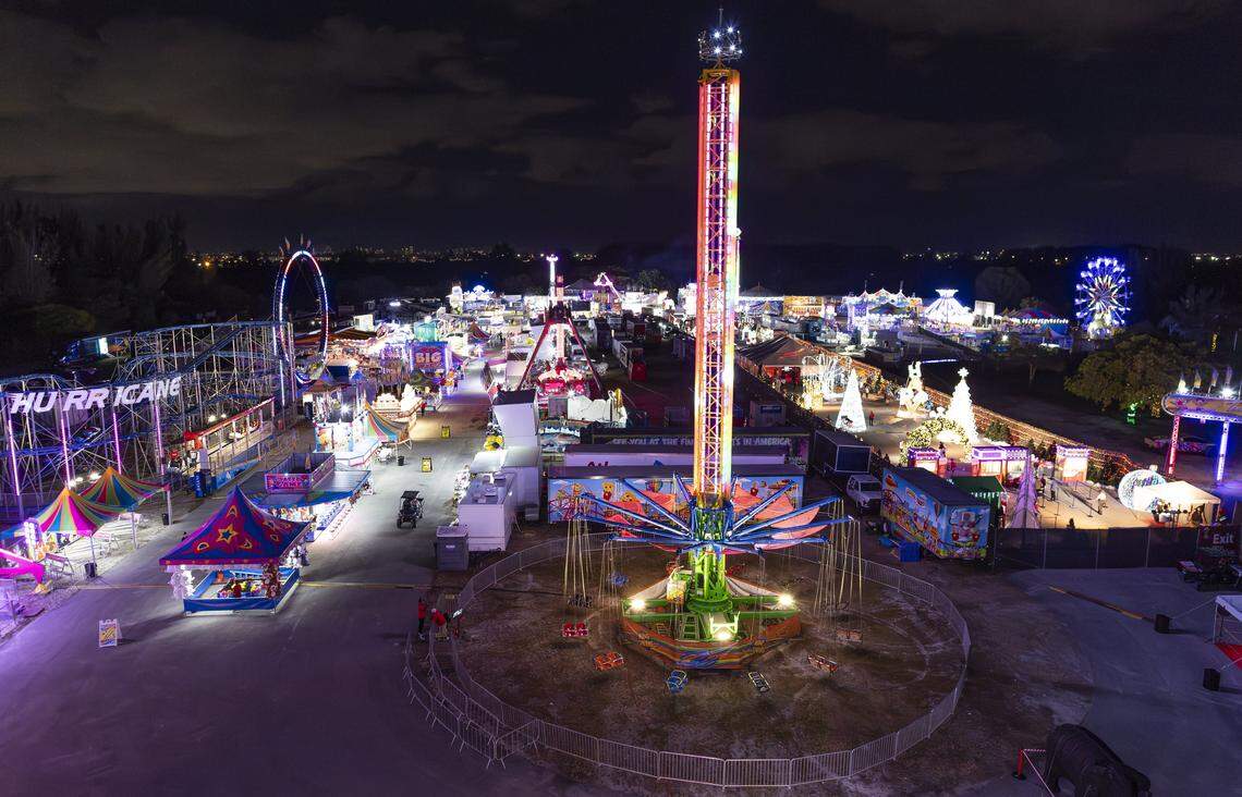 An overview of Ripley's Believe It or Not! Christmas Park during its grand opening at Amelia Earhart Park on Thursday, Nov. 13, 2025, in Hialeah, Fla.
