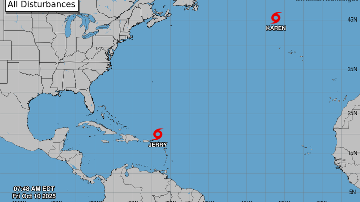 The hurricane center is watching two storms simultaneously.