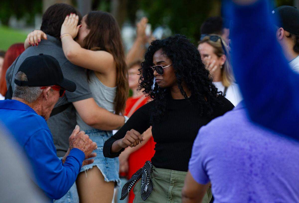 Manasa Mamidoju, 21, dances during the Fourth of July Bayfront Park Celebration at Bayfront Park on Tuesday, July 4, 2023 in Miami, Fla.