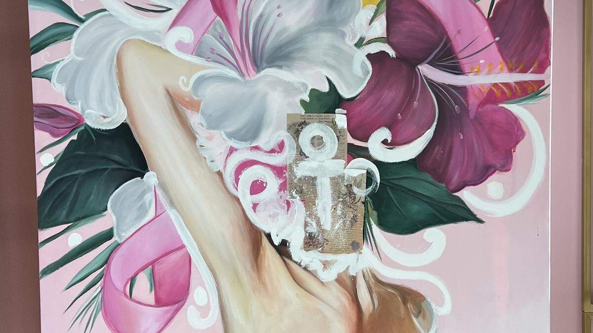 In this untitled piece titled, Magdala Charles portrays a faceless woman wearing a flower crown atop her head with an amputated breast. The Breast Cancer Awareness Month pin is interwoven in the flower crown. Charles’ work is a part of an exhibit, La Couronne Des Fleurs at the Little Haiti Cultural Center. It runs through November 22.