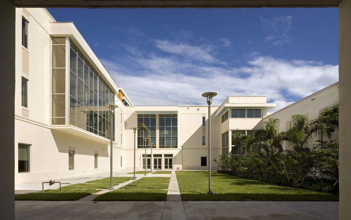 North courtyard of the new FIU College of Law.