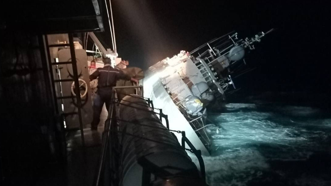 A Thai warship capsized in the Gulf of Thailand, prompting a rescue effort, officials said. Dozens of sailors are still missing.