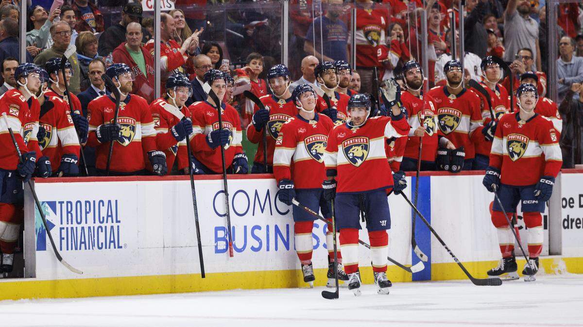 Florida Panthers left wing Brad Marchand (63) reacts after hitting 1000 career points during the third period of a game on Thursday, Nov. 13, 2025, at Amerant Bank Arena in Sunrise, Fla. The Florida Panthers won against the Washington Capitals 6-3.