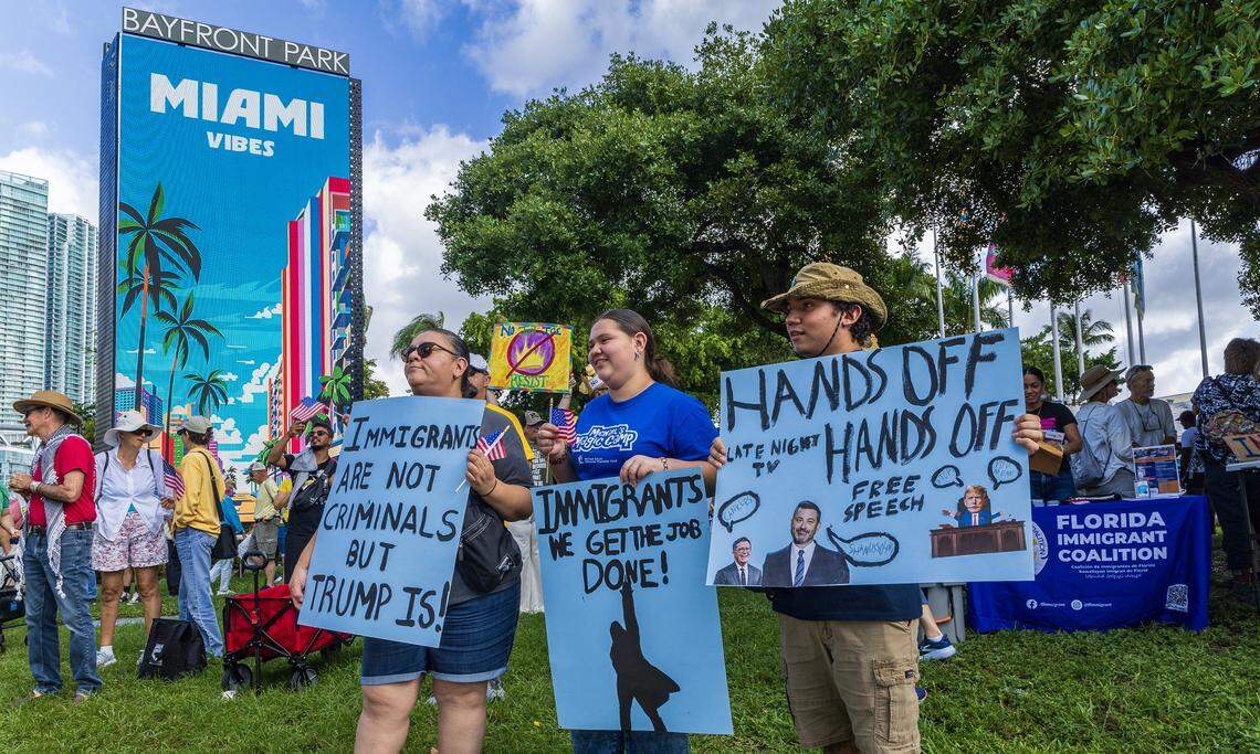 Mariam Zambrana, Isabel and Sebastian were among a group of protesters during the ‘No Kings’ anti-Trump protests on Oct. 18. 