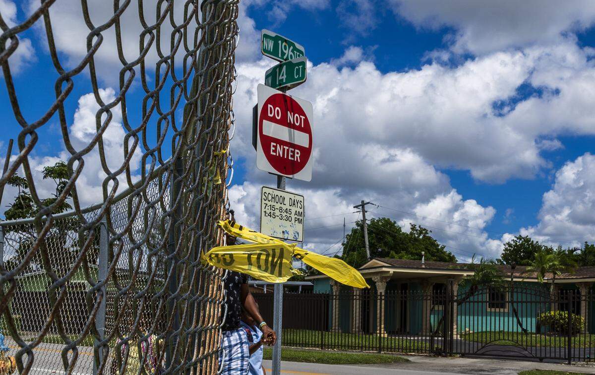Pictured is the corner where Doreen Broadbelt was killed in a dog attack  in Miami Gardens. She was walking to her job at Walmart on Labor Day.
