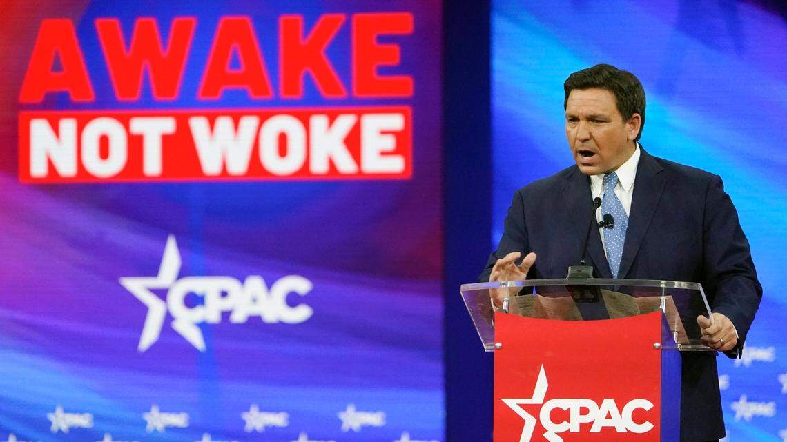 Florida Gov. Ron DeSantis speaks at the Conservative Political Action Conference (CPAC) Thursday, Feb. 24, 2022, in Orlando, Fla. 