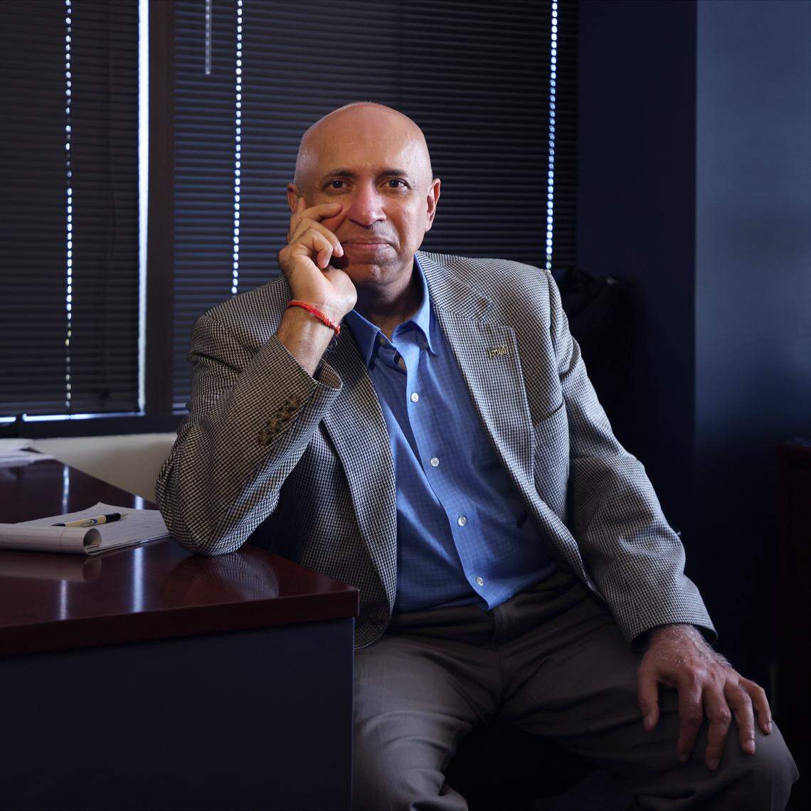 Anil Misra, chair of civil and enviro engineering at FIU, is photographed at his office at FIU Engineering Center on Wednesday, November 19, 2025, in Miami, Florida.