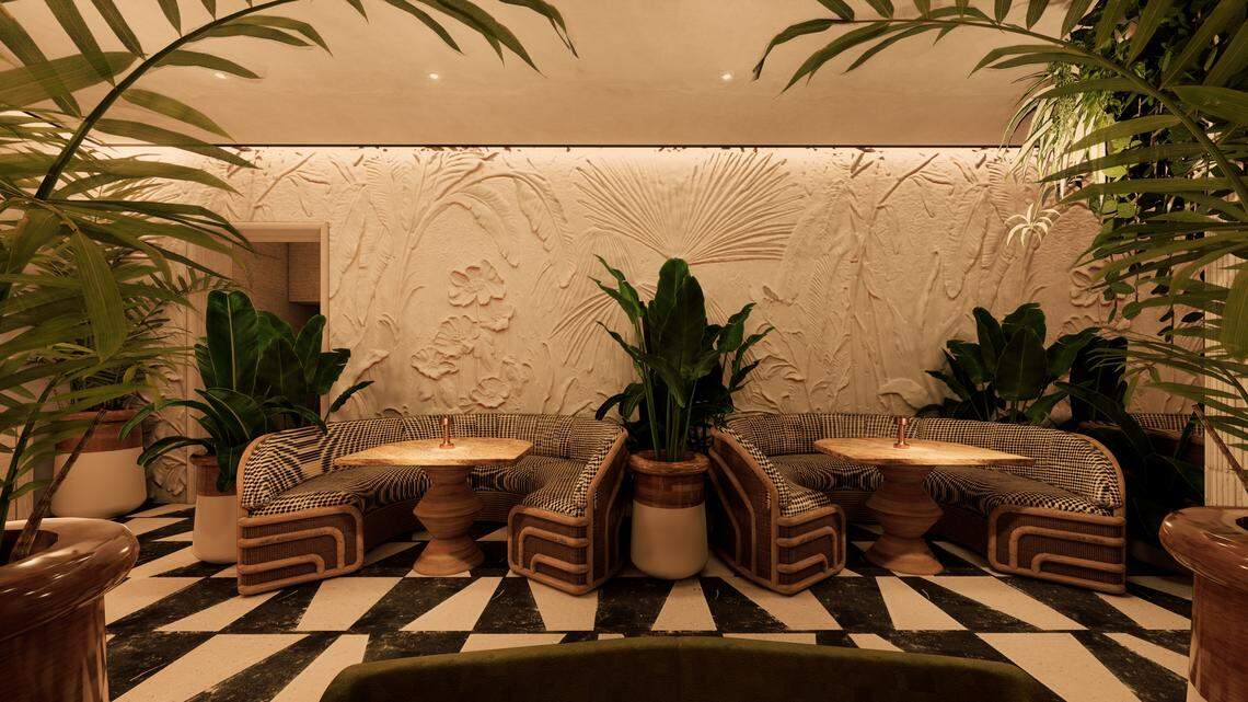 The back wall at Eight Bar, coming to Miami Worldcenter.