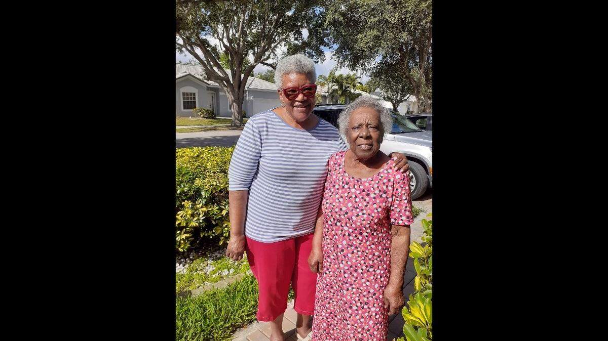 Bea Hines, left, and Nellie Dorsett Green. They have been friends for 80 years. Bea first met Nellie when she was 6 years old and had just moved to Miami with her family. Nellie was 10. They will be celebrating Nellie's 90th birthday together. 