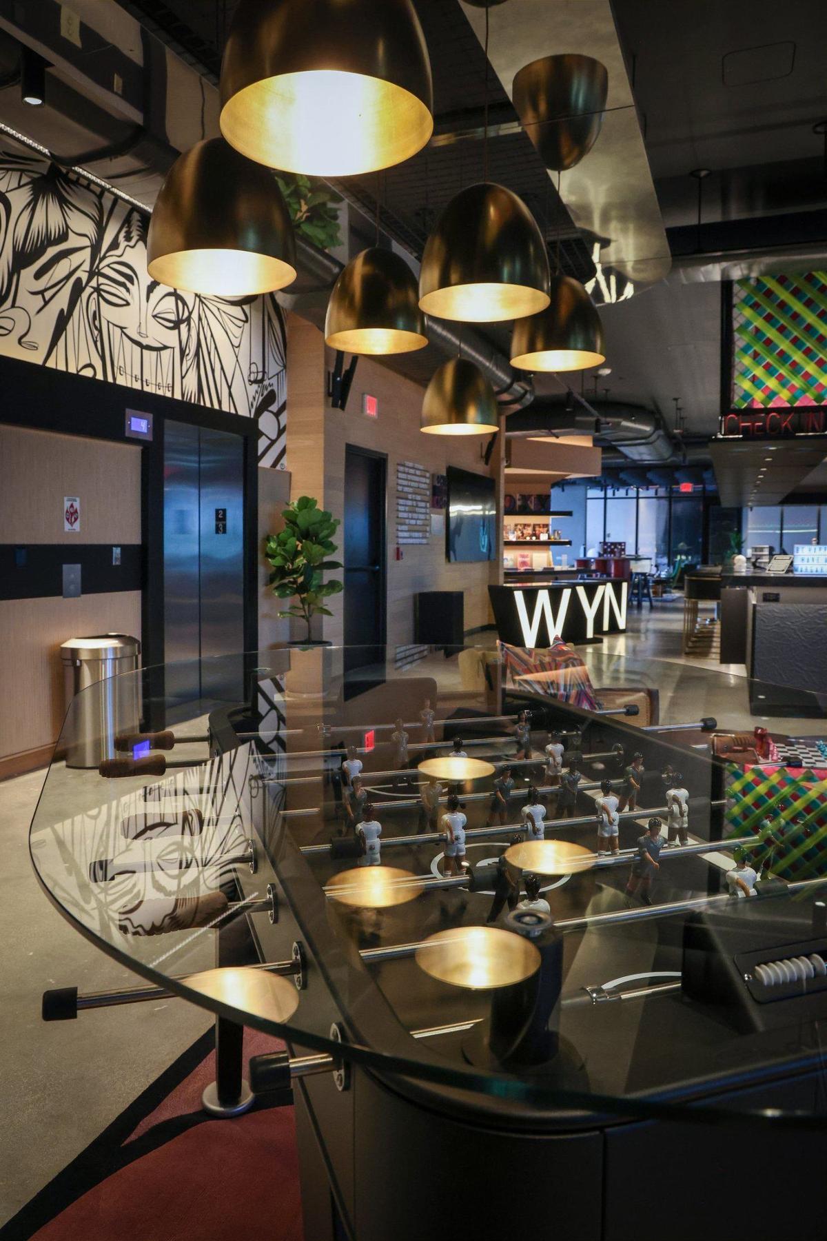 Moxy Miami Wynwood Hotel is close to opening its new location in Miami’s trendy Wynwood Art District. The hotel features a second-level bar that doubles as a Check-In desk, stylish communal spaces, and innovative touches that create a fun and contemporary ambiance on Monday, July 29, 2024, in Miami, Florida.