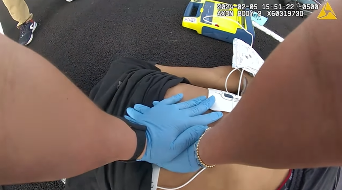 A high school student collapsed during track practice and his heart stopped, the sheriff’s office said.