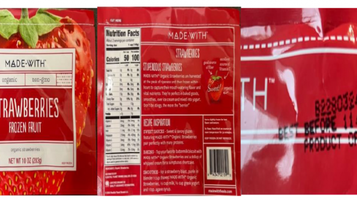 Made With brand frozen strawberries are a part of a nationwide recall of frozen strawberries and some other tropical fruits on March 16, 2023. Companies include California Splendor and Scenic Fruit.