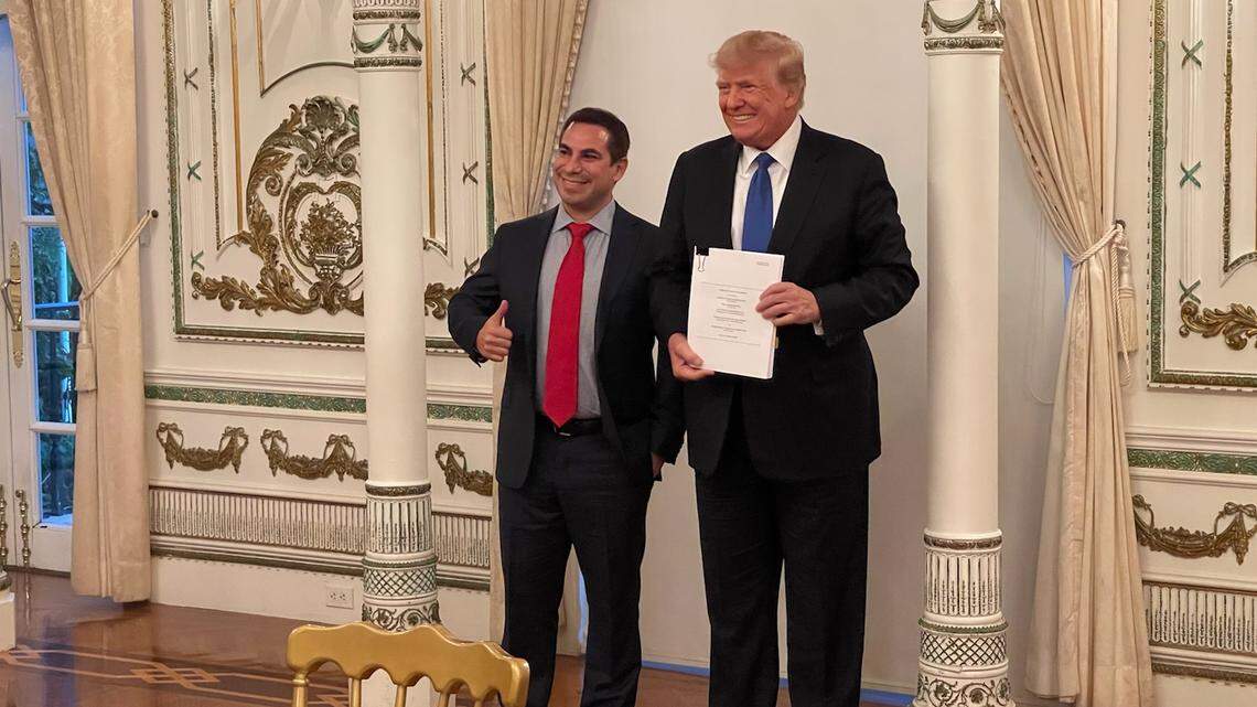Former President Donald Trump with Digital World Acquisition Corp. CEO Patrick Orlando at Mar-a-Lago.