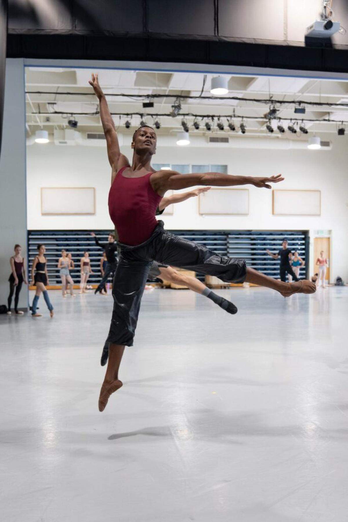 Rui Cruz rehearsing at Miami City Ballet studios for George Balanchine’s “Jewels.” The MCB dancer will perform in “Ballet Classics Under the Stars,” at the Sanctuary of the Arts.