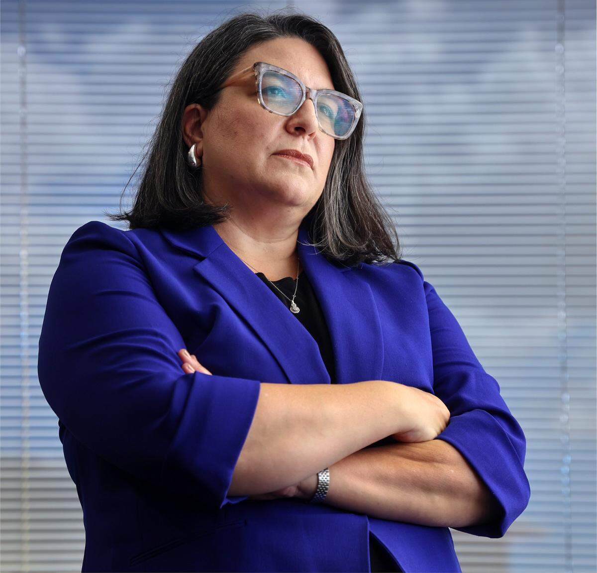 Monica Vigues-Pitan, CEO of Legal Services of Greater Miami, is photographed in her office during a brief interview regarding the work of the non-profit law firm to remove legal barriers to the economic prosperity of the working poor and the employed-challenged community on Wednesday, October 1, 2025, in Miami, Florida. 