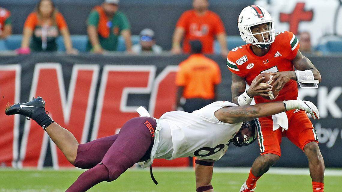 Reeling Miami commits five turnovers, falls at home in dramatic loss to Virginia Tech 