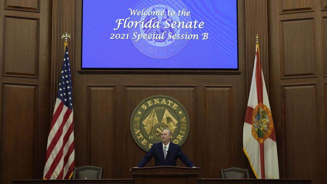 Florida Senate President Wilton Simpson presides over the opening of a special legislative session targeting COVID-19 vaccine mandates on Nov. 15.