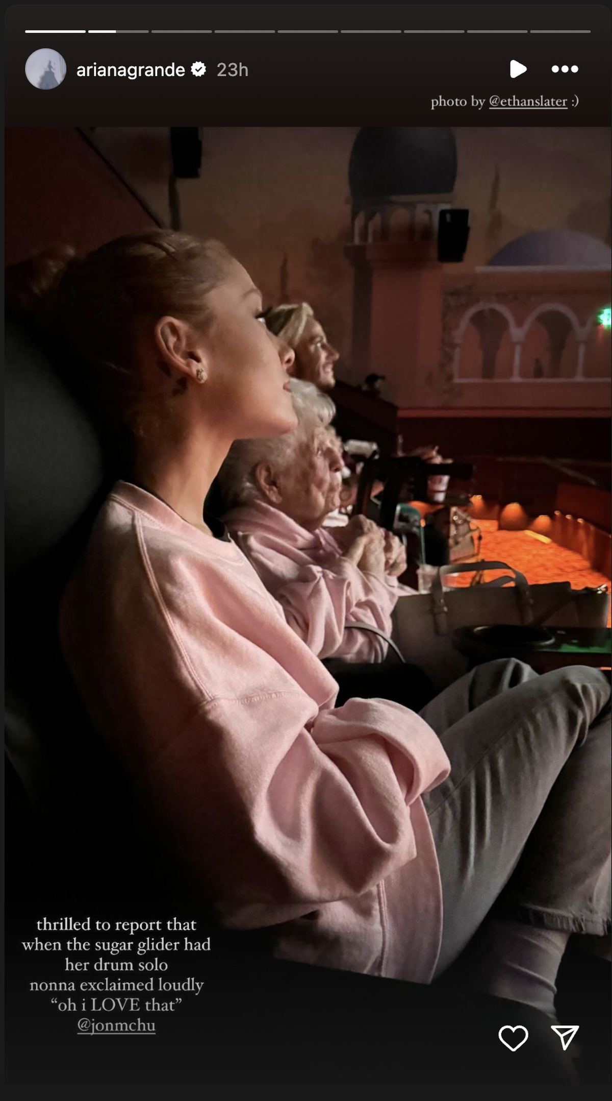 Ariana Grande with her nonna at the theater she grew up going to.