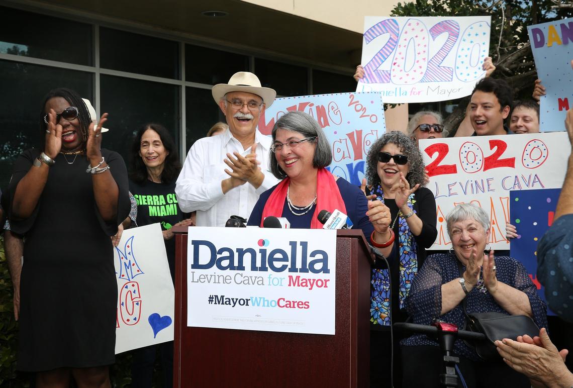 Miami-Dade Commissioner Daniella Levine Cava announces her bid for county mayor on Tuesday, April 2, 2019, at the Elections Department in Doral. Of the official and unofficial candidates for the 2020 race, Levine Cava has the most money to spend — about $800,000.