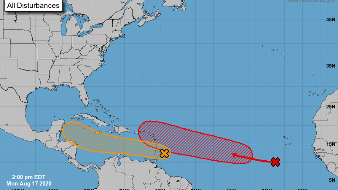 There are 2 tropical waves in the Atlantic and both are forecast to turn into depressions 