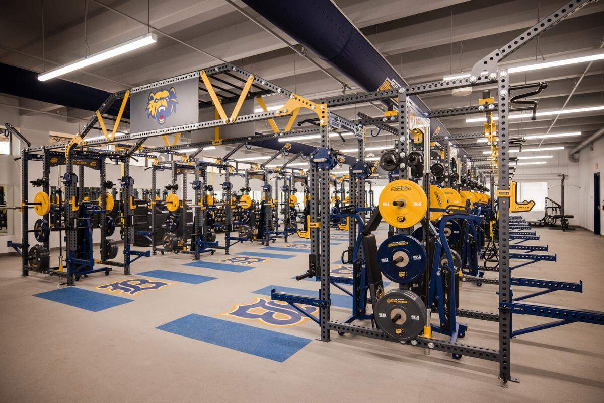 One of the weight rooms inside the new Roberto Suris Athletic Center on the campus of Belen Jesuit School in Miami, Fla.