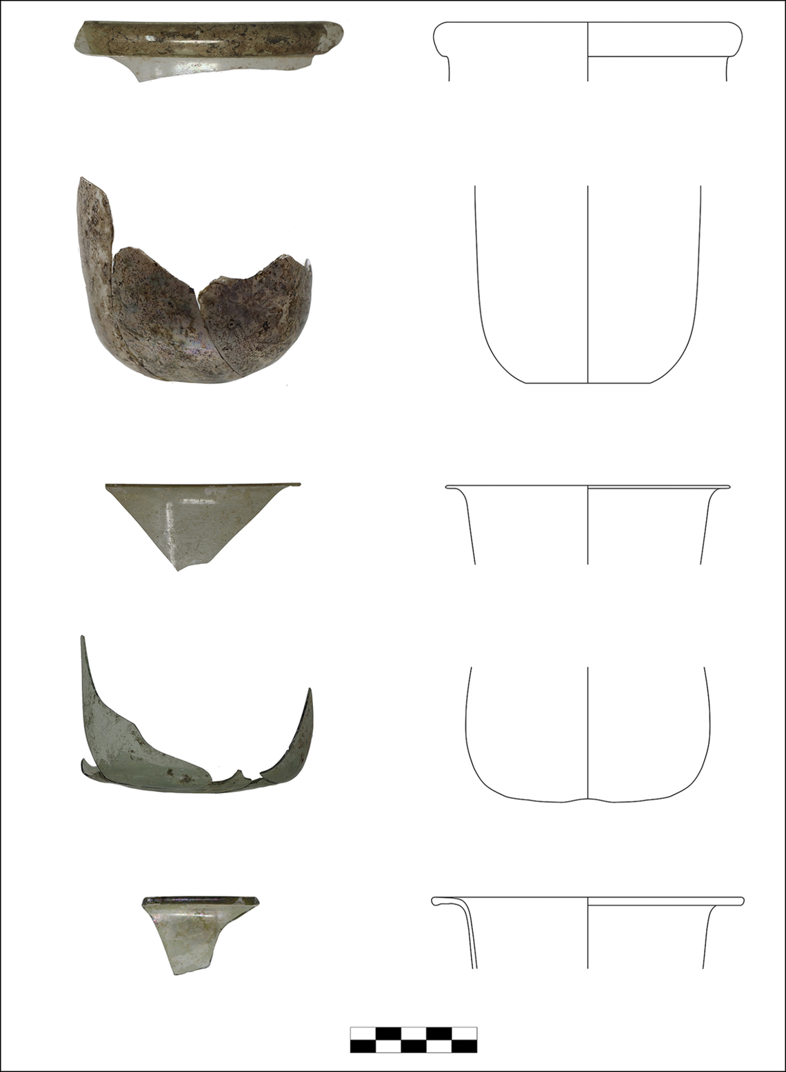 Fragments of glass urine flasks unearthed from the cistern.