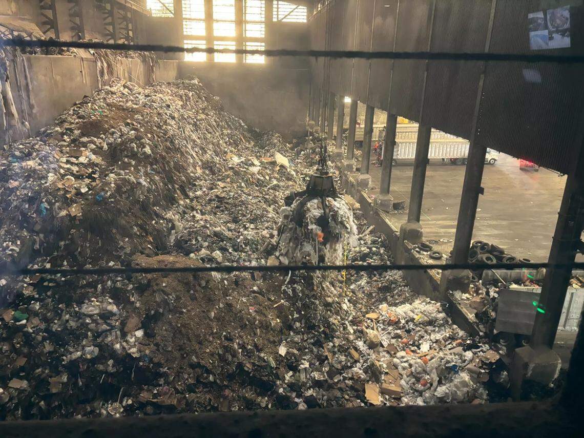 The ‘pit’ in Palm Beach County’s REF 2 (Renewable Energy Facility 2) on March 19, 2026. Trash is incinerated and converted into electricity with the leftover ash sent to a landfill.