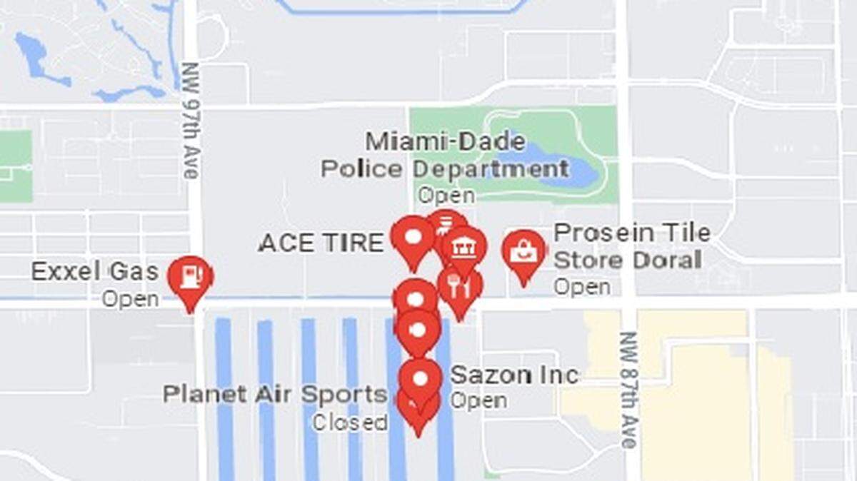 Avoid the area of Northwest 25th Street at 92nd Avenue near the Doral headquarters of Miami-Dade Police on Oct. 22, 2021, FHP suggests. Two officers were shot in the area.